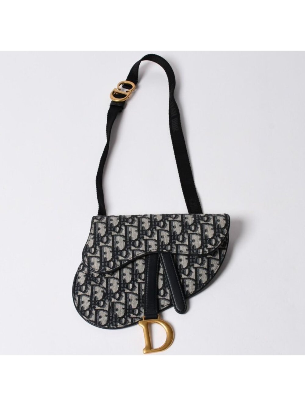 Dior Waist Pouch Saddle Bag Trotter All Over Print Cotton Canvas Gold